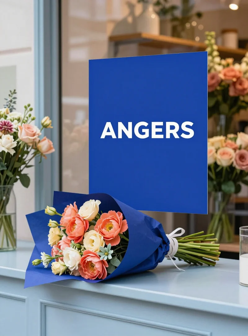 Bouquet de fleurs sur un comptoir, exemple illustratif
